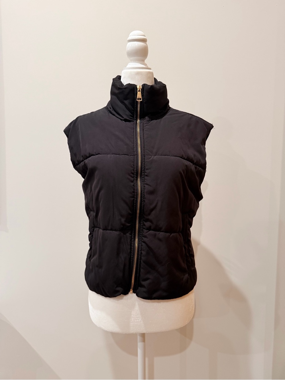 Black Puffer Vest Jacket - Women